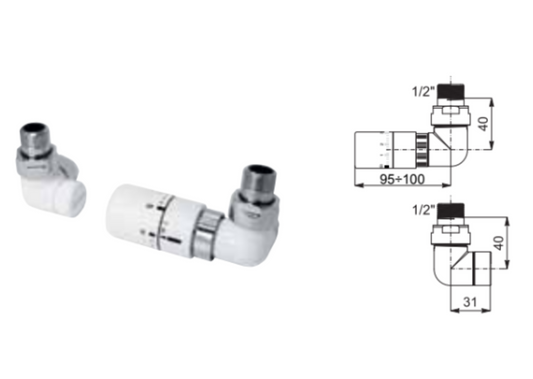 Elegant Painted - Corner Valve Kit with Thermostatic Head