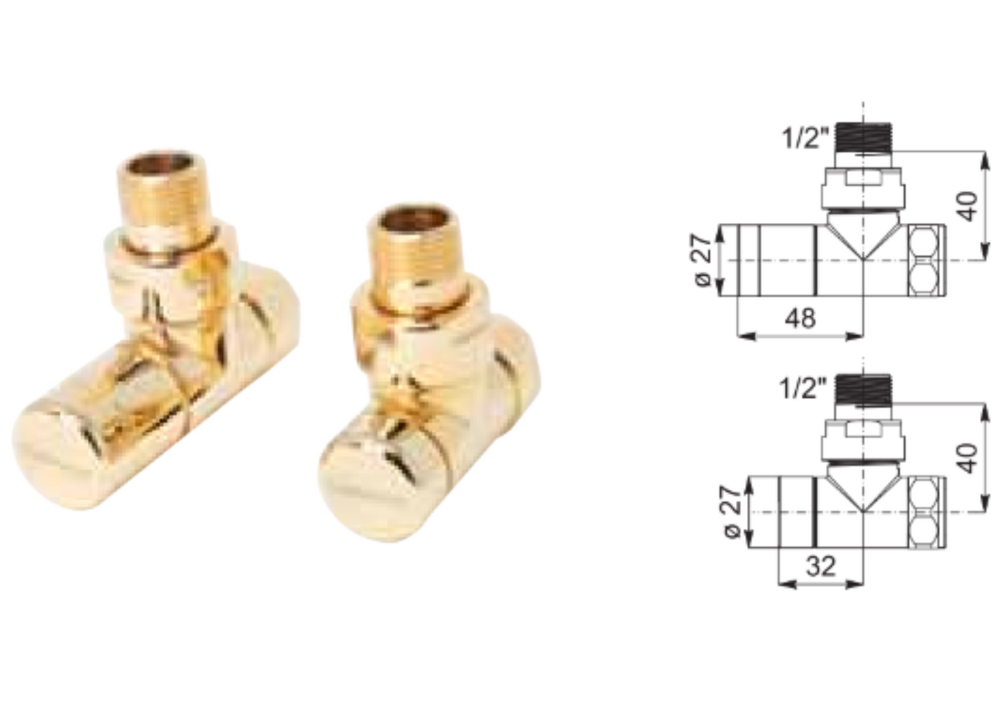 Elegant Gold Stainless Steel - Square Manuel Valve Kit