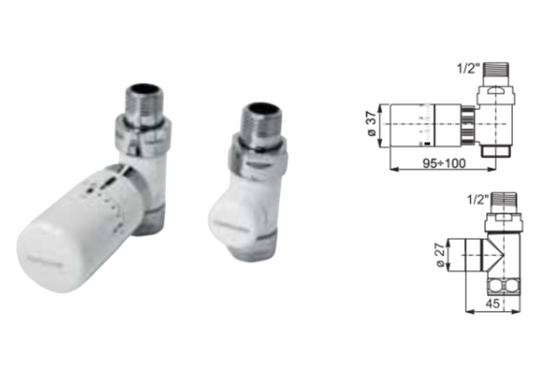 Elegant Painted - Straight Valve Kit with Thermostatic Head
