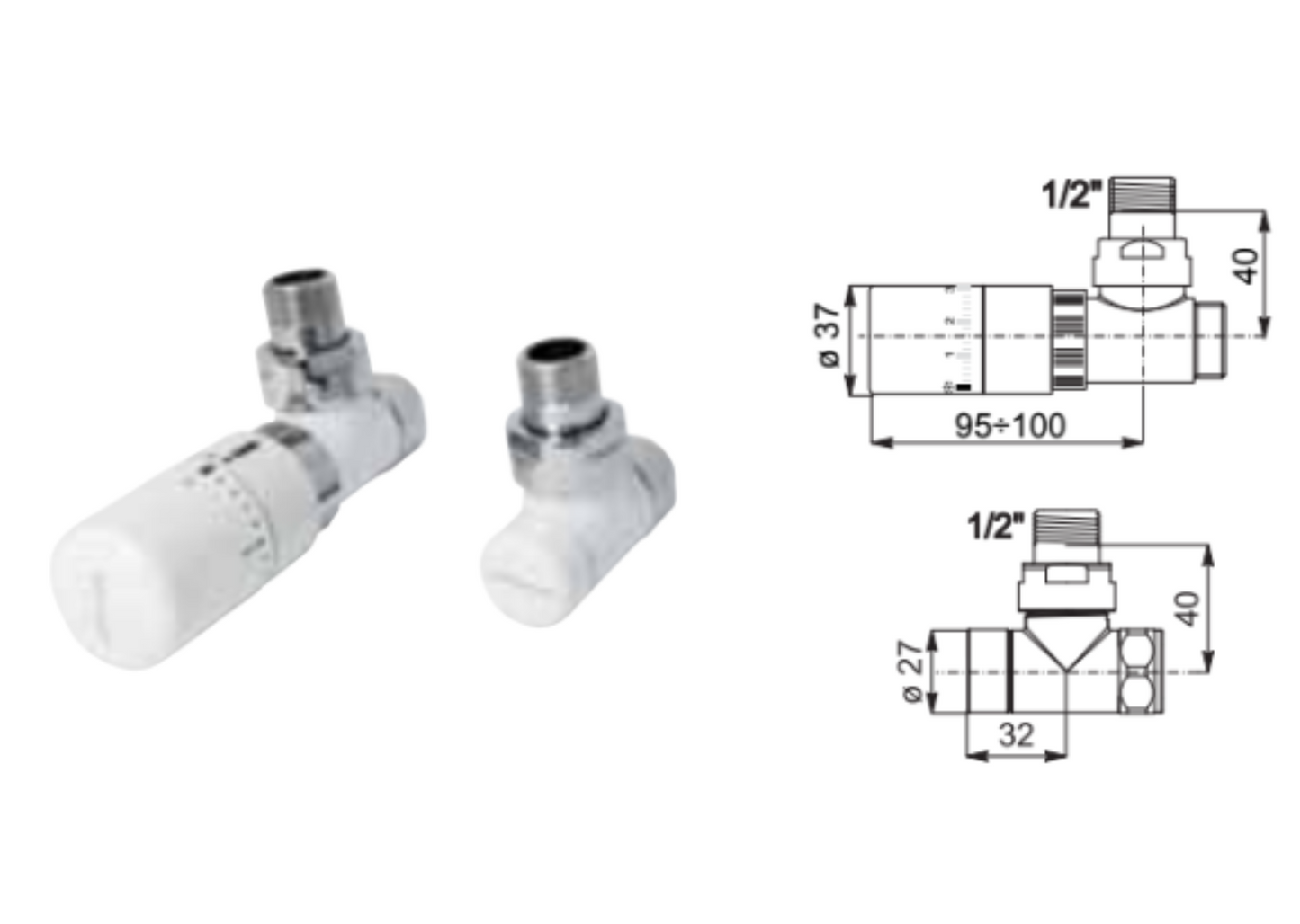 Elegant Painted - Square Valve Kit with Thermostatic Head
